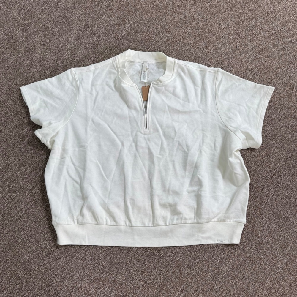 SKIMS Lightweight Fleece Short Sleeve Half Zip Pullover Marble PL-PLO-8989W‎ 2X